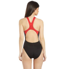 Women's Surf Splice Wave Back One Piece Swimsuit -Speedos Shop 5666066137256 red 3a