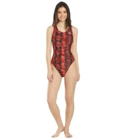 Women's Edge Wave Back One Piece Swimsuit -Speedos Shop 5666078589096 red 4a