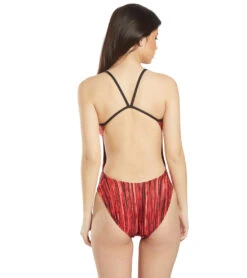 Women's Zircon Swan Back One Piece Swimsuit -Speedos Shop 5666087829672 red 3a