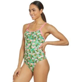 Flamingo Frenzy Thin Strap One Piece Swimsuit -Speedos Shop 5667011887272 pinkgreenmulti 5a