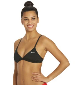 Nike Women's HydraStrong Solid Tie Back Bikini Top -Speedos Shop 6033745674408 black 5a