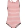 Girls' Atmospheric Stripe High Neck Once Piece Bikini Set (Big Kid)
