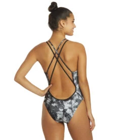 Nike Women's Hydrastrong Tie Dye Spiderback One Piece Swimsuit -Speedos Shop 7143578009768 black 3a
