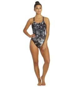 Nike Women's Hydrastrong Tie Dye Spiderback One Piece Swimsuit -Speedos Shop 7143578009768 black 4a