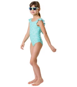 Girls' Spearmint Spot Flutter Swimsuit (Toddler, Little Kid, Big Kid) -Speedos Shop 7217018044584 mint 4a