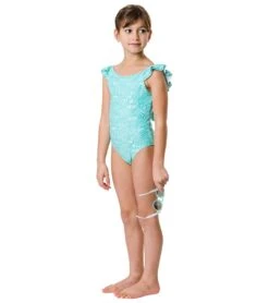 Girls' Spearmint Spot Flutter Swimsuit (Toddler, Little Kid, Big Kid) -Speedos Shop 7217018044584 mint 5a