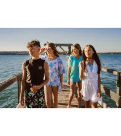 Boys' Neon Rainforest Volley Board Short (Toddler, Little Kid, Big Kid) -Speedos Shop 7217025220776 black 3a