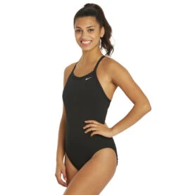 Nike Women's HydraStrong Solid Poly Racer Back One Piece Swimsuit -Speedos Shop 7228379332776 black 5a