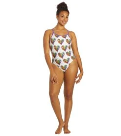 Sporti X Tyler Wallach Limited Edition Heart Face Tie Back One Piece Swimsuit -Speedos Shop 7242999529640 white 7a