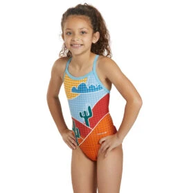 Sporti X ALILscribble Limited Edition Polka Dot Desert Thin Strap One Piece Swimsuit Youth (22-28) -Speedos Shop 7326811750568 multi 4a