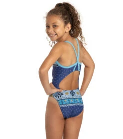 Granny Sweater Llamakah Thin Strap One Piece Swimsuit Youth (22-28) -Speedos Shop 7362716139688 blue 3a