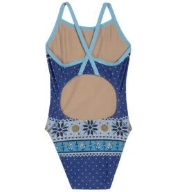 Granny Sweater Llamakah Thin Strap One Piece Swimsuit Youth (22-28) -Speedos Shop 7362716139688 blue 6a