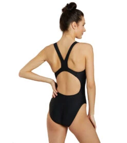 Piped Splice Wide Strap One Piece Swimsuit -Speedos Shop 7595815272616 blackmaroon 3a