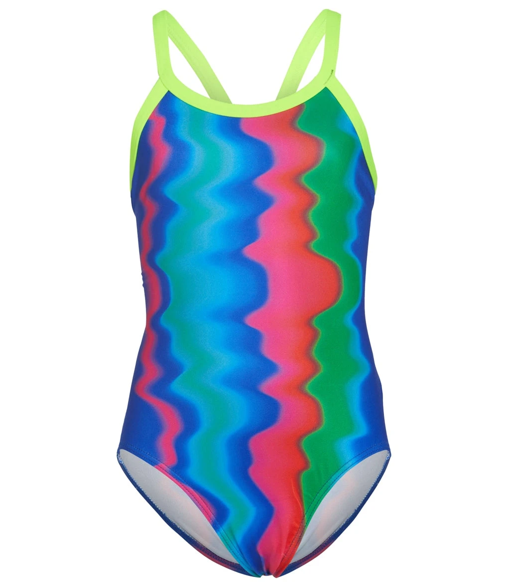 Girls' Retro Wave Tri Back One Piece Swimsuit (Big Kid) 1 Girls' Retro Wave Tri Back One Piece Swimsuit (Big Kid)