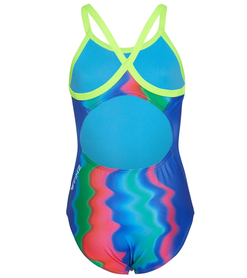 Girls' Retro Wave Tri Back One Piece Swimsuit (Big Kid) 2 Girls' Retro Wave Tri Back One Piece Swimsuit (Big Kid) - Image 2