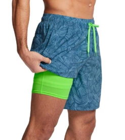 Under Armour Men's UA Palm Sketch Compression Swim Trunks -Speedos Shop 7650528919720 staticblue 4a