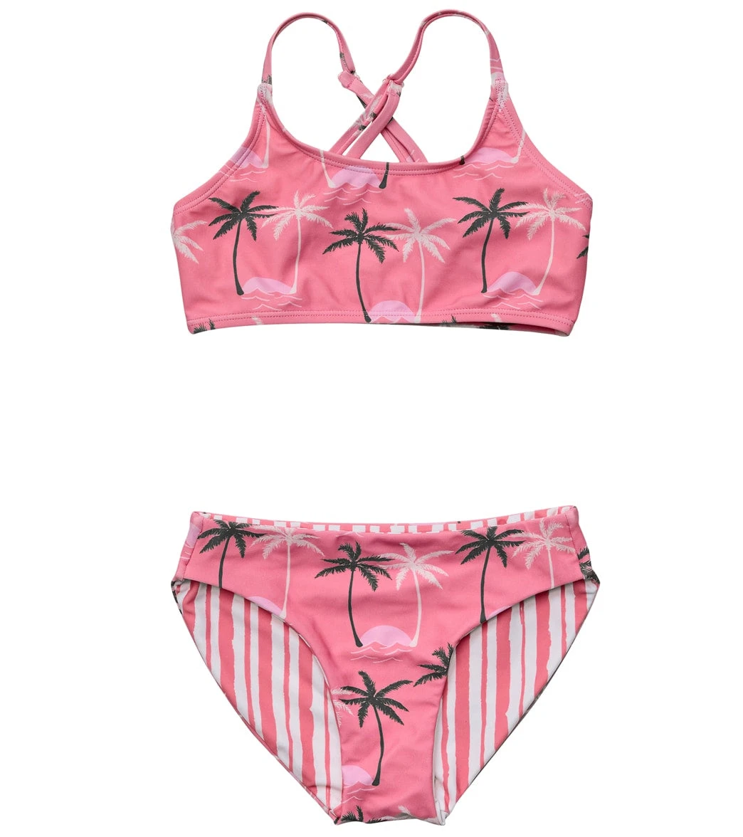 Girls' Palm Paradise Reversible X Back Two Piece Bikini Set (Little Kid, Big Kid) 1 Girls' Palm Paradise Reversible X Back Two Piece Bikini Set (Little Kid, Big Kid)