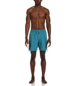 Nike Men's 18" Logo Tape Cargo Swim Trunks -Speedos Shop 7756924977320 mineralteal 4a