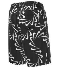 Nike Boys Mini Me Swoosh Line Swim Trunks (Big Kid) -Speedos Shop 7763487293608 black 3a