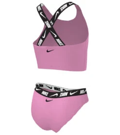 Nike Girls Logo Tape Two Piece Midkini Set (Big Kid) -Speedos Shop 7763488669864 pinkspell 3a