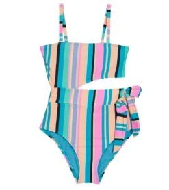 Girls' Playa Stripe Square Neck One Piece Swimsuit (Big Kid)