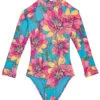 Girls' Go-Go-Lotus Long Sleeve One Piece Swimsuit (Big Kid)